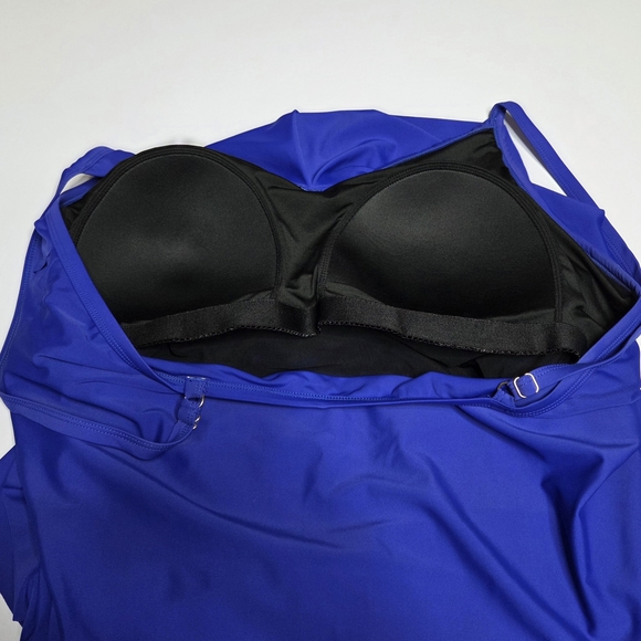 Swimsuits for All Tropiculture Swim Blue Womens Plus Size 28 Cute One Piece NWOT - Picture 6 of 12